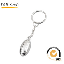 Promotional Gift Zinc Alloy Silver 3D Football Metal Key Ring